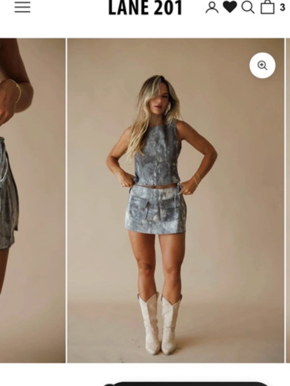 Lane 201 Gray Tie-Dye Mini Skort set